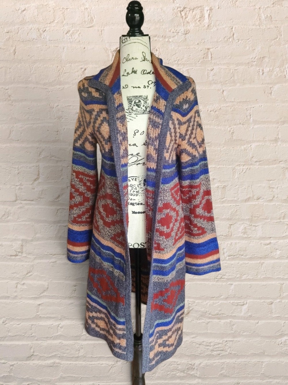 Cable & Gauge Southwestern Aztec Open Front Duster Cardigan Medium